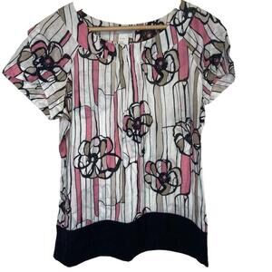 SPANNER 🇨🇦 Linen 55% Cotton 45% Blouse Shirt Flower Loose Fitting Size Medium